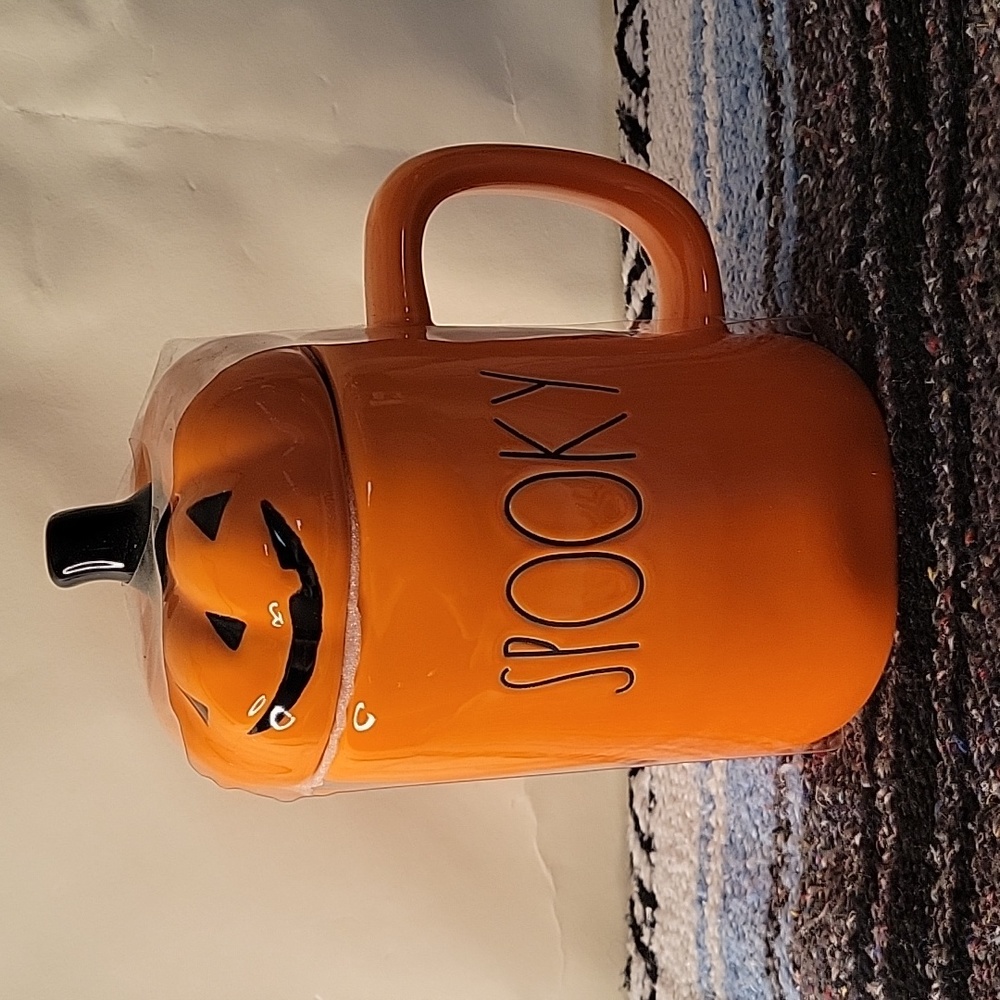 🎃 Rae Dunn Spooky Halloween Pumpkin Mug & Topper Brand New